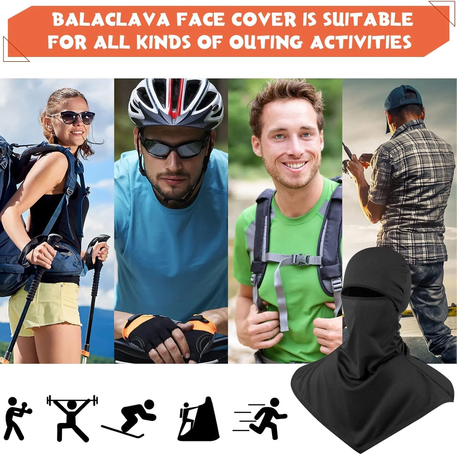 Syhood 6 Pieces Balaclava Face Cover Breathable Long Neck Covers Summer Neck Protector for Men Sun Protection