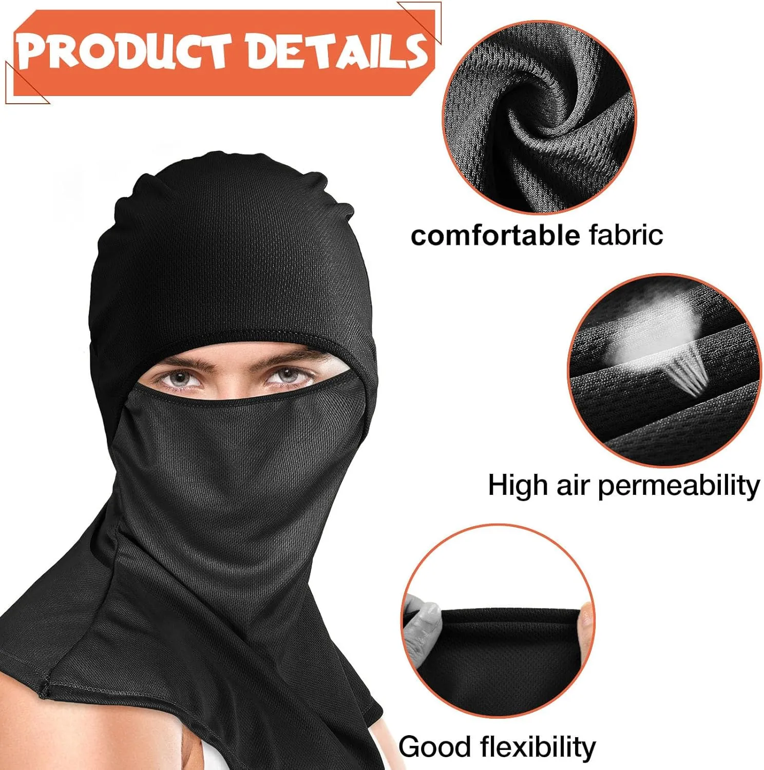 Syhood 6 Pieces Balaclava Face Cover Breathable Long Neck Covers Summer Neck Protector for Men Sun Protection