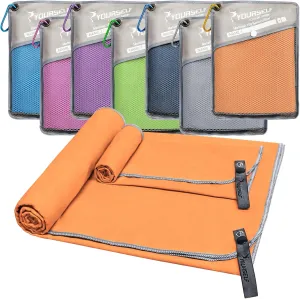 SYOURSELF 2 Pack Microfiber Camping Towel, Quick Dry Towel, Soft Absorbent Compact Travel Gym Workout Sweat Towel for Beach Yoga Swim Travel Camping Hiking Backpack Essentials (L:60"x30" 12"x24")