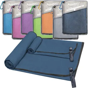 SYOURSELF 2 Pack Microfiber Camping Towel, Quick Dry Towel, Soft Absorbent Compact Travel Gym Workout Sweat Towel for Beach Yoga Swim Travel Camping Hiking Backpack Essentials (XL:72"x32" 12"x24")