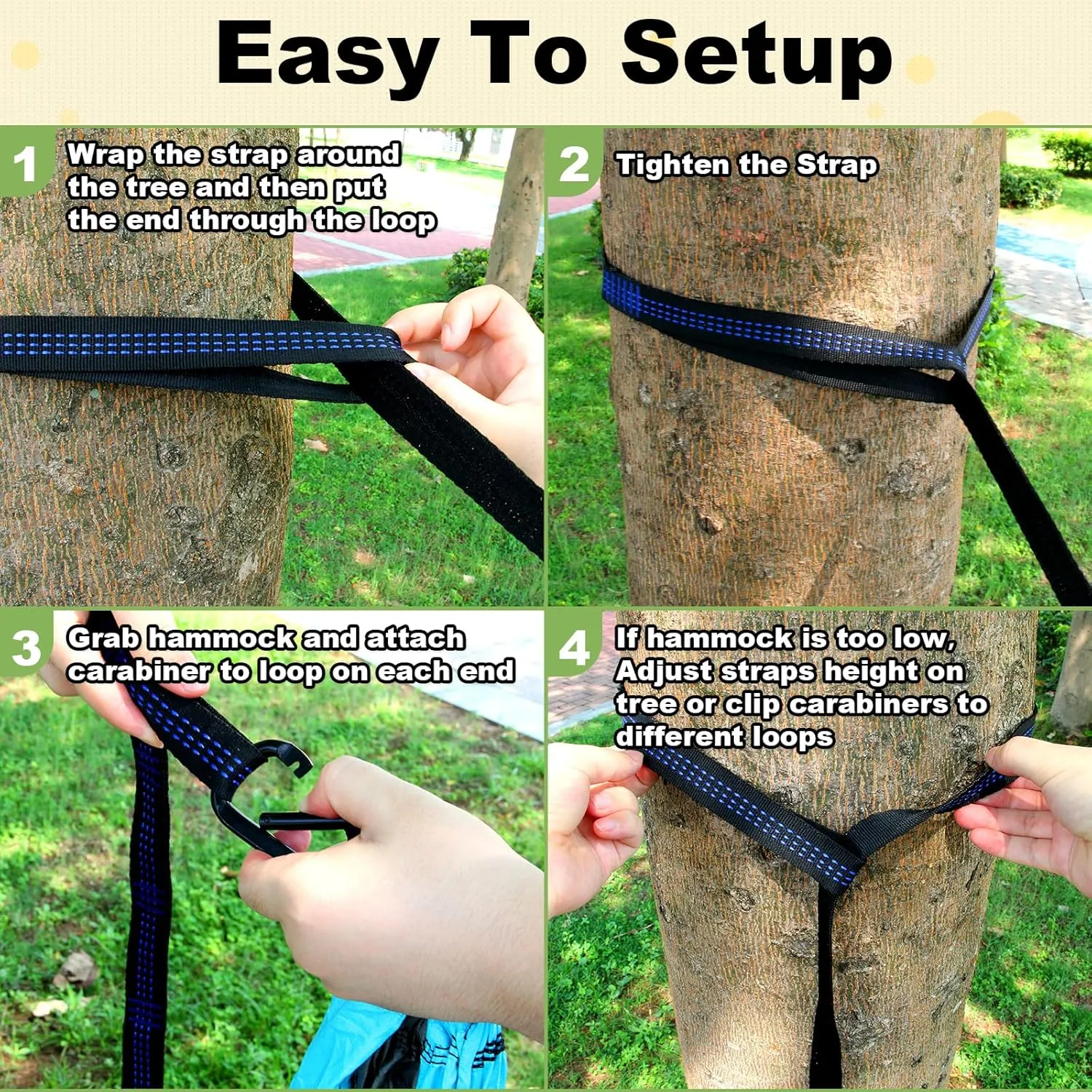 SZHLUX Camping Hammock Double & Single Portable Hammocks with 2 Tree Straps, Great for Hiking,Backpacking,Hunting,Outdoor,Beach,Camping