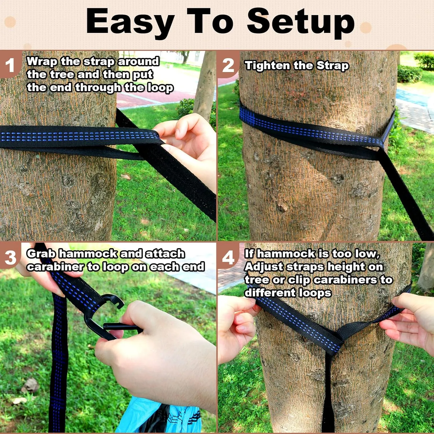 SZHLUX Camping Hammock Double & Single Portable Hammocks with 2 Tree Straps, Great for Hiking,Backpacking,Hunting,Outdoor,Beach,Camping,Orange / Grey