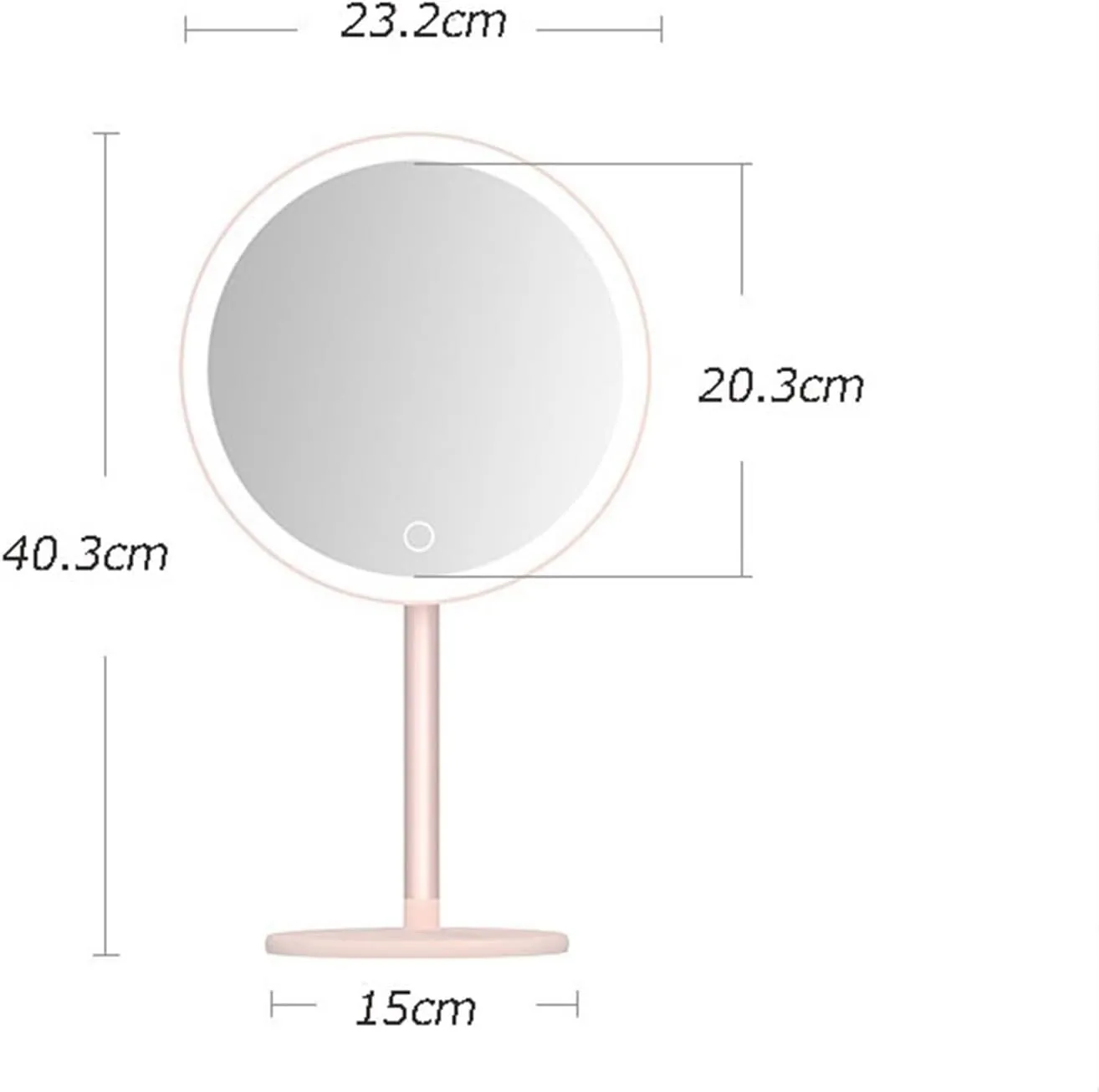 Tabletop Mirror Mirror Led Desktop Beauty Mirror with Lights Makeup Mirror Mirror Refill Light Desktop Rechargeable Vanity Mirror Standing Vanity Mirror(Pink)