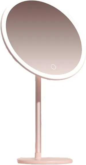 Tabletop Mirror Mirror Led Desktop Beauty Mirror with Lights Makeup Mirror Mirror Refill Light Desktop Rechargeable Vanity Mirror Standing Vanity Mirror(Pink)