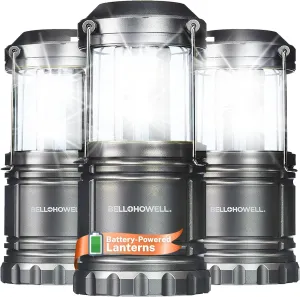 TacLight 3 Pk LED Lantern Lights - Bright Battery Powered Camping Lantern / Camping Lights for Tent, Portable Long Lasting Small Emergency Lights for Home Power Failure / Lanterns for Power Outages