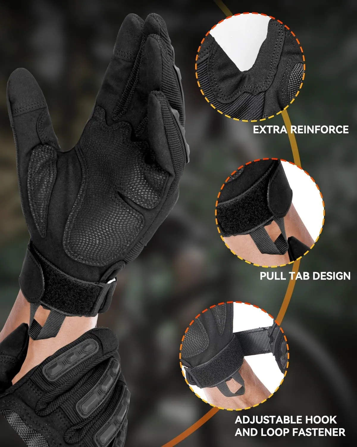 Tactical Gloves for Men and Women, Motorcycle Gloves Black Touchscreen with Hard Shell for Airsoft, Paintball, Motocross, Hunting, Shooting, Camping, ATV Riding, Outdoor Sports, Work
