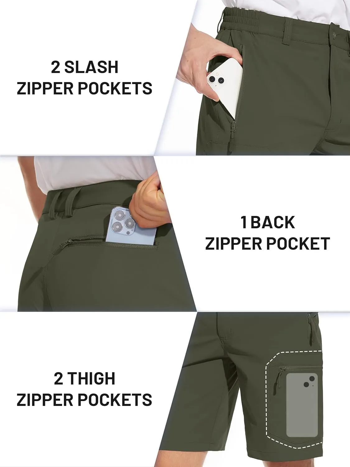 TACVASEN Men's Hiking Cargo Shorts Lightweight Quick Dry Water Resistant Stretch Golf Shorts for Outdoor Fishing Travel