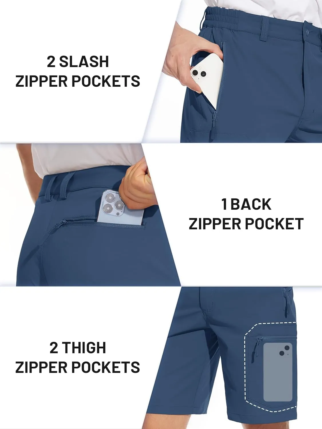 TACVASEN Men's Hiking Cargo Shorts Lightweight Quick Dry Water Resistant Stretch Golf Shorts for Outdoor Fishing Travel