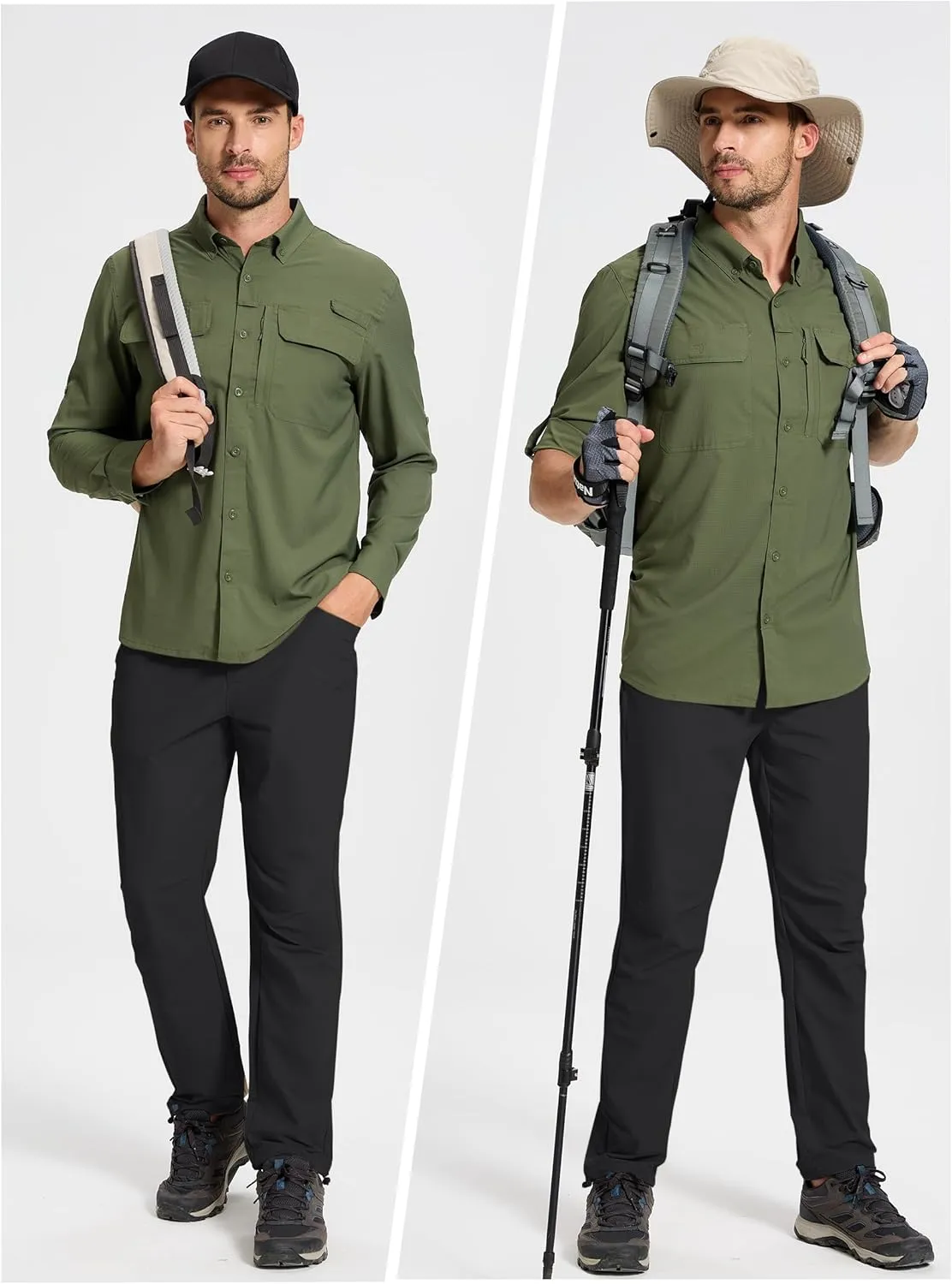 TACVASEN Men's Hiking Pants Lightweight Quick Dry Ripstop Water Resistant Stretchy Work Pants for Climbing Travel Casual
