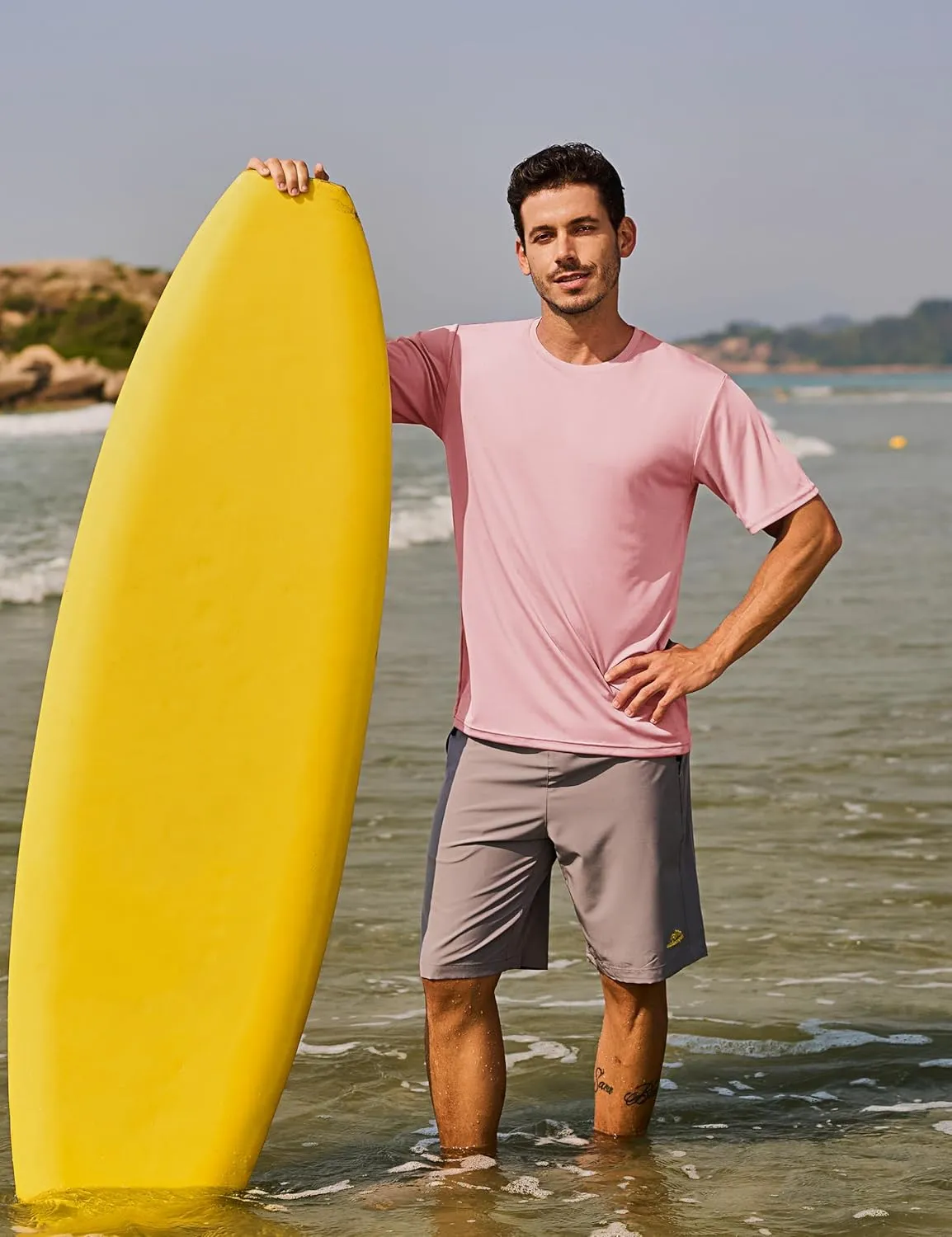 TACVASEN Swim Shirts for Men Rash Guard SPF Short Sleeve Sun T-Shirt UPF 50 Quick Dry Lightweight Fishing Water Shirt