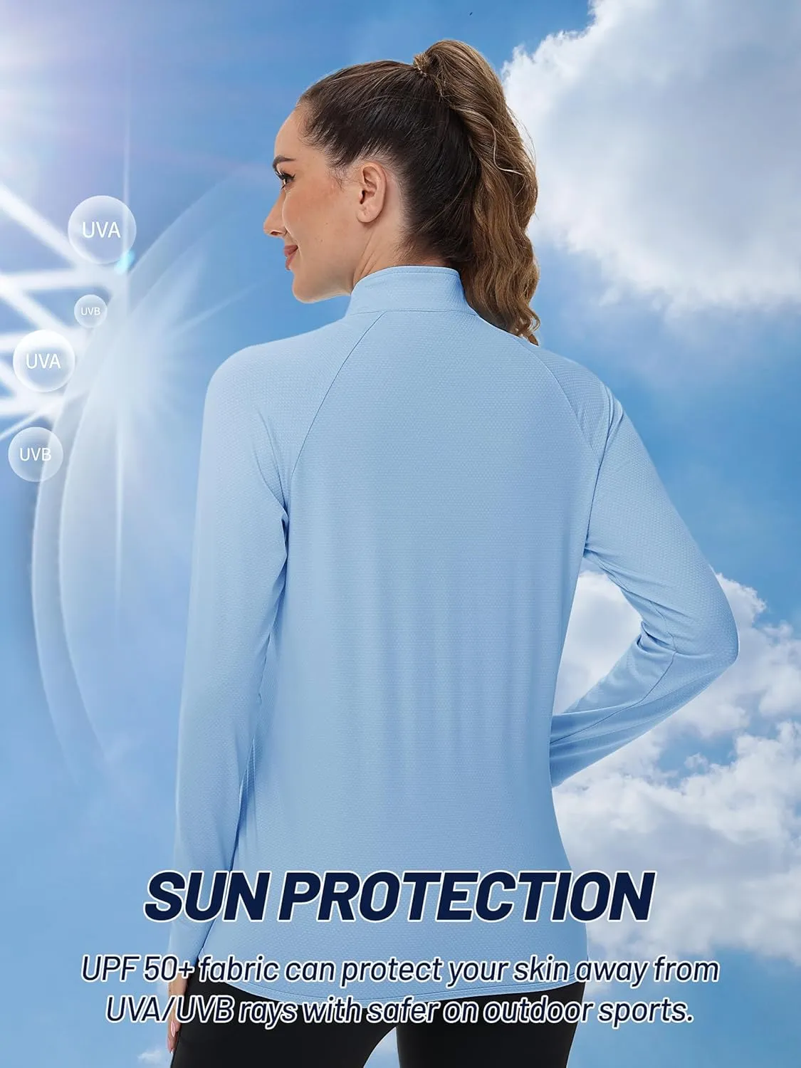 TACVASEN Women's Athletic Jackets Lightweight UV Protection Shirts Full Zip Workout Jacket UPF 50  Long Sleeve Sun Shirt