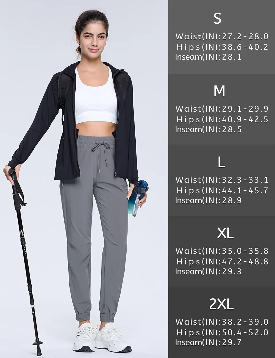 TACVASEN Women's Joggers Lightweight Quick Dry Hiking Pants with Pockets Athletic Travel Workout Summer Water Resistant