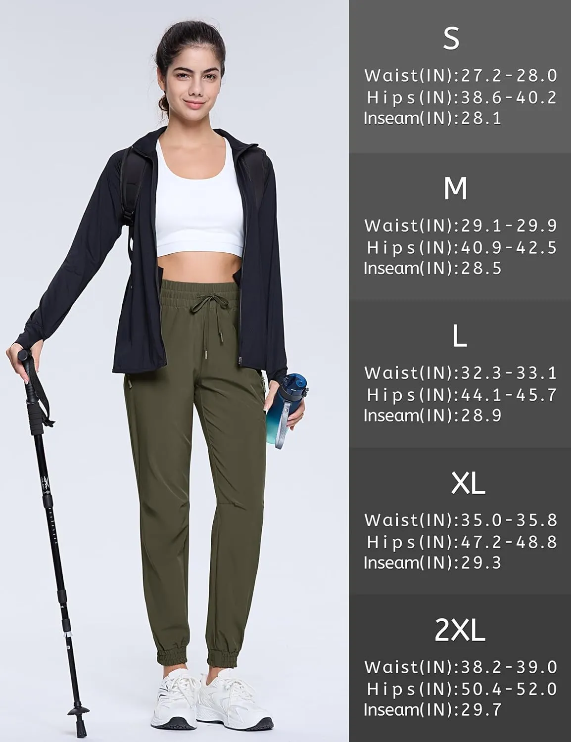 TACVASEN Women's Joggers Lightweight Quick Dry Hiking Pants with Pockets Athletic Travel Workout Summer Water Resistant