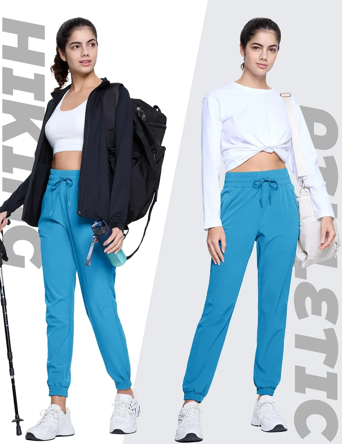 TACVASEN Women's Joggers Lightweight Quick Dry Hiking Pants with Pockets Athletic Travel Workout Summer Water Resistant