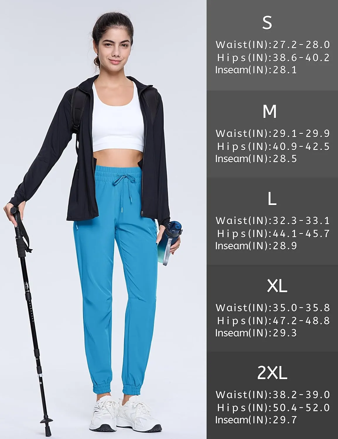 TACVASEN Women's Joggers Lightweight Quick Dry Hiking Pants with Pockets Athletic Travel Workout Summer Water Resistant