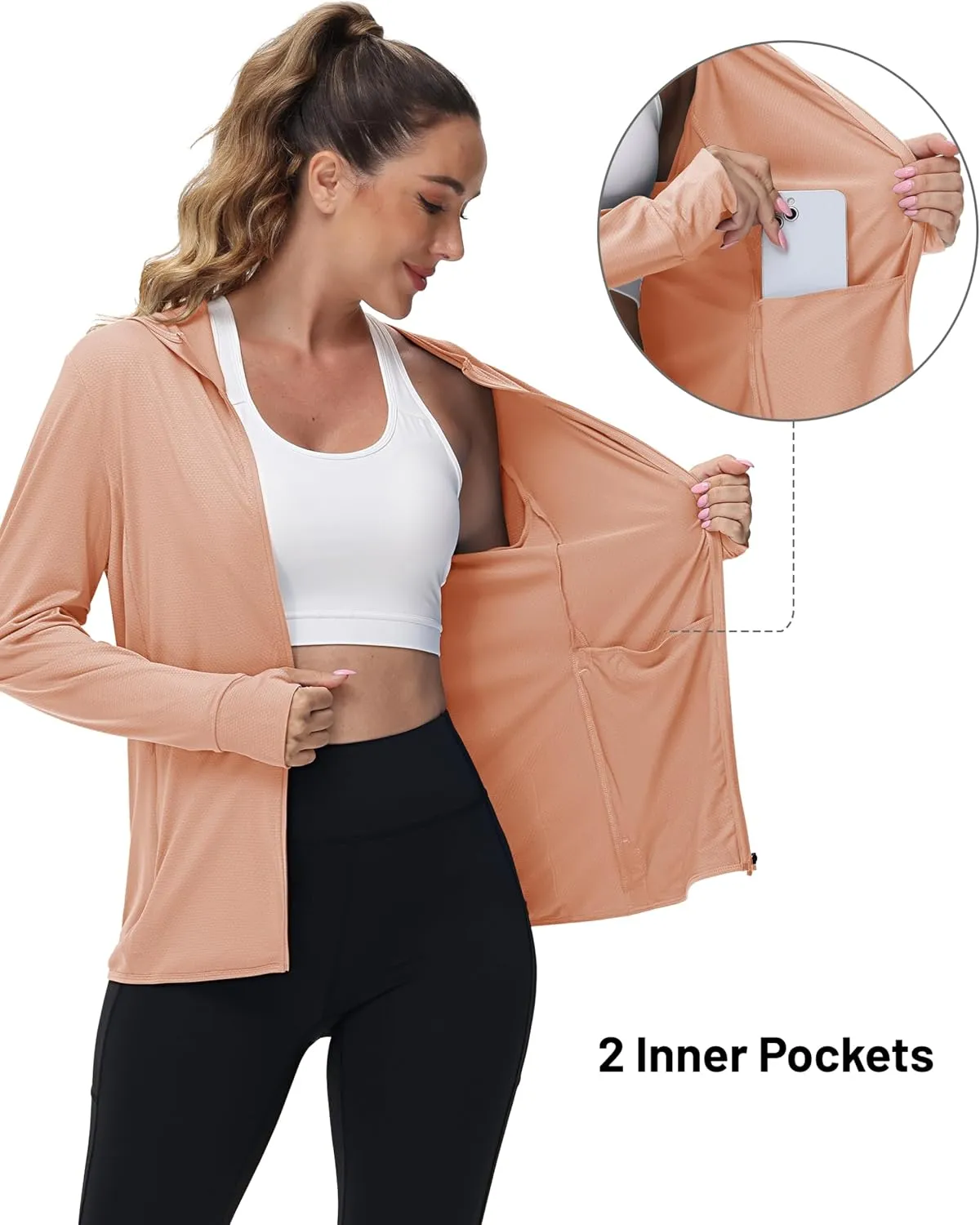 TACVASEN Women's Sun Hoodies Lightweight Jacket for Women Zip Up UPF 50  UV Shirt Long Sleeves
