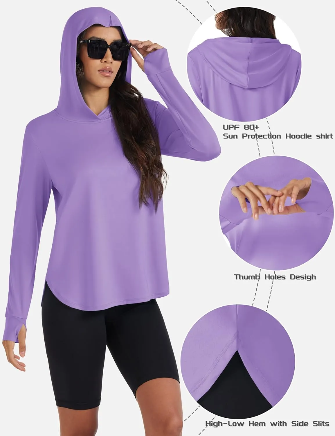 TACVASEN Women's UPF 80  UV Protection Hoodie Lightweight Long Sleeves Quick Dry Fishing Running Workout Shirt Outdoor