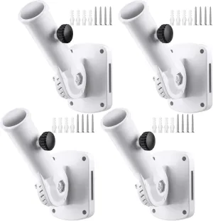Tandefio 4 Pcs Flag Pole Holder for Outside House Adjustable Bracket Heavy Duty Mount Aluminum Alloy Multi Position White Mounting Bracket
