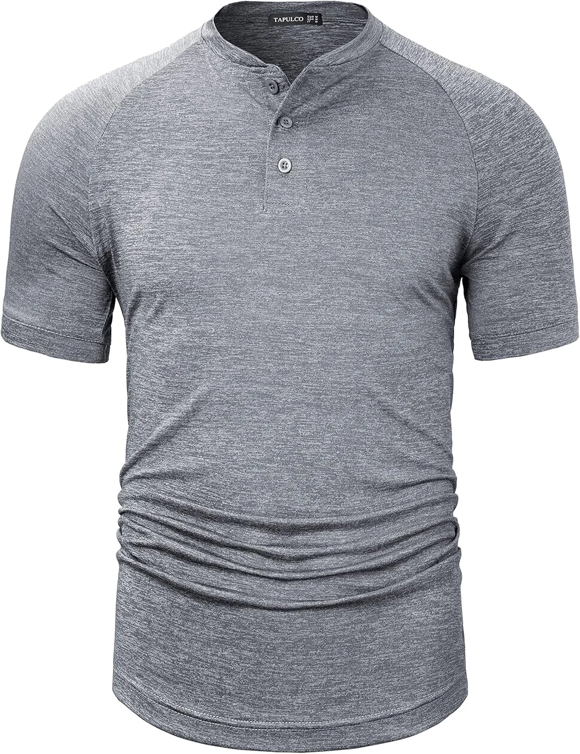 TAPULCO Mens Collarless Golf Shirts Short Sleeve Dry Fit Stretch Casual Breathable Lightweight Tshirts