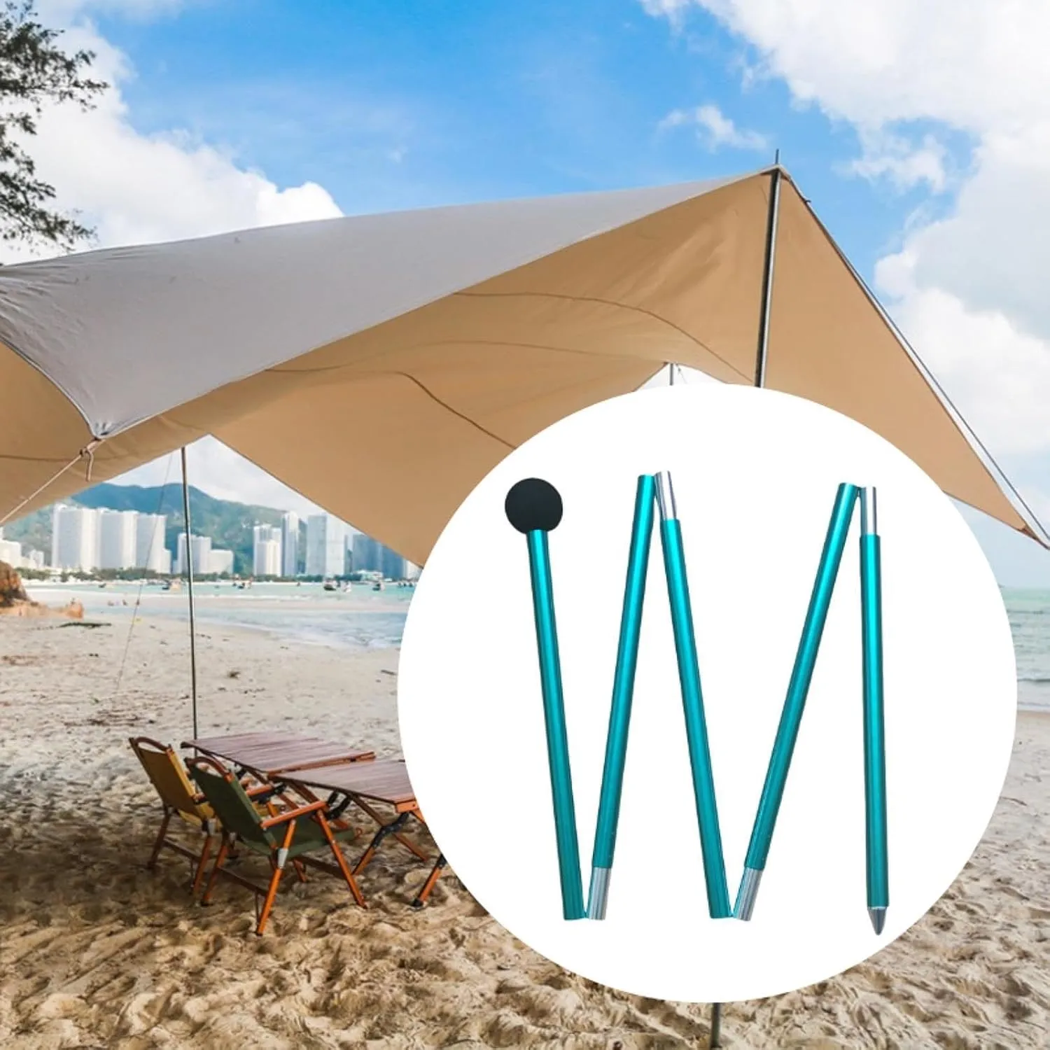 Tarp Pole Canopy Rod 2M Replacement Accessories Stand Gardening Shelter Tent Rod Tent Pole for Beach Hiking Awning Outdoor