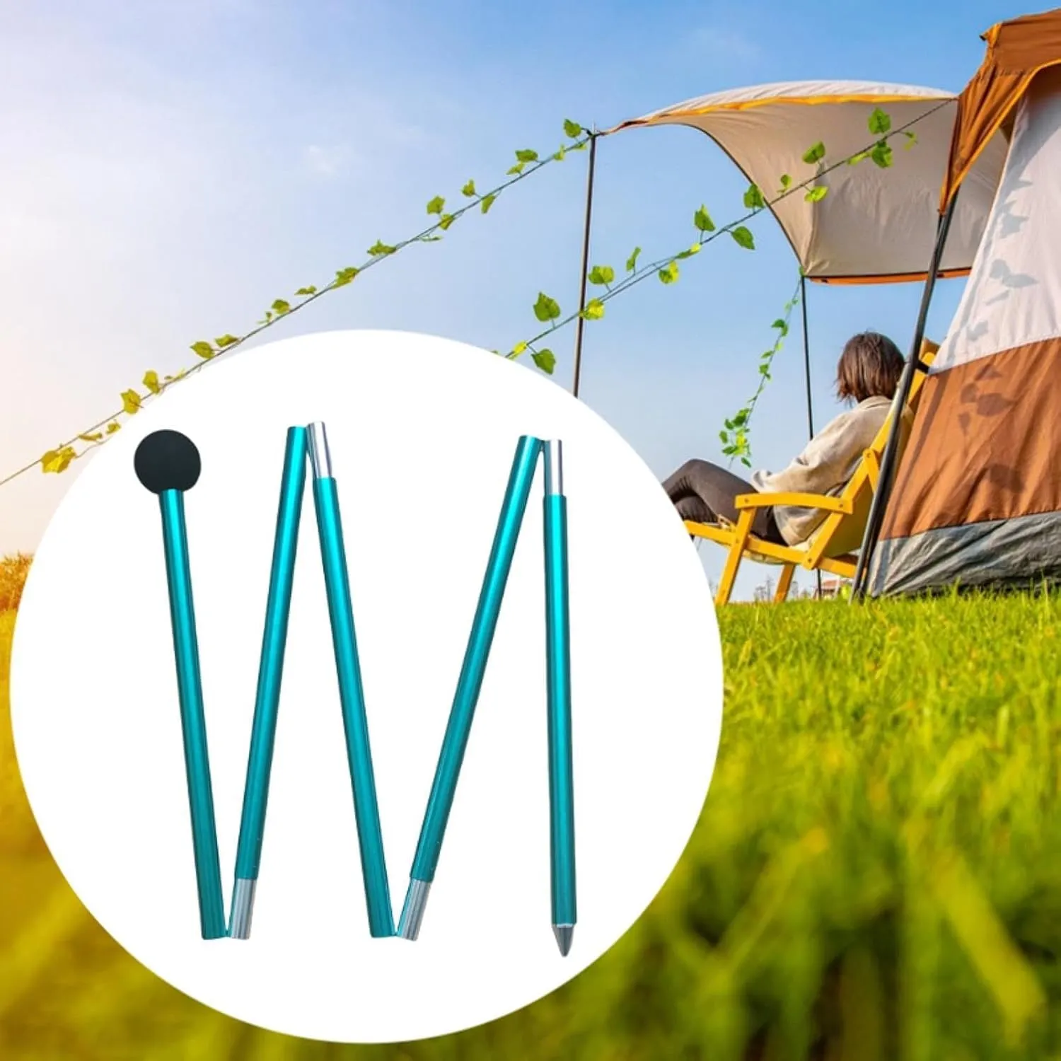 Tarp Pole Canopy Rod 2M Replacement Accessories Stand Gardening Shelter Tent Rod Tent Pole for Beach Hiking Awning Outdoor