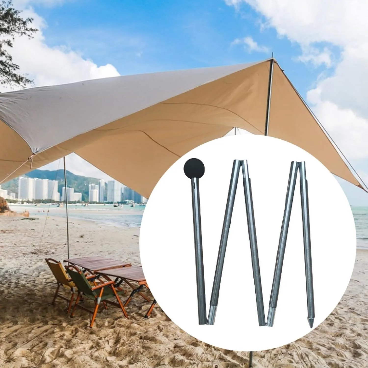 Tarp Pole, Tent Pole Aluminum Alloy,Tent Rod Canopy Rod for Beach Hiking Awning,Outdoor Camping