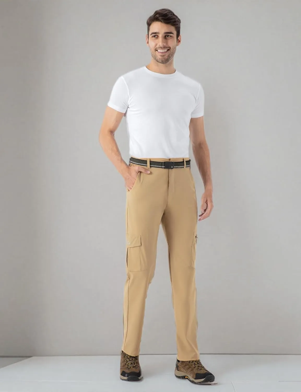 TBMPOY Men's Hiking Pants Lightweight 6 Cargo Pockets Quick Dry Water Resistant Outdoor Travel Work Fishing