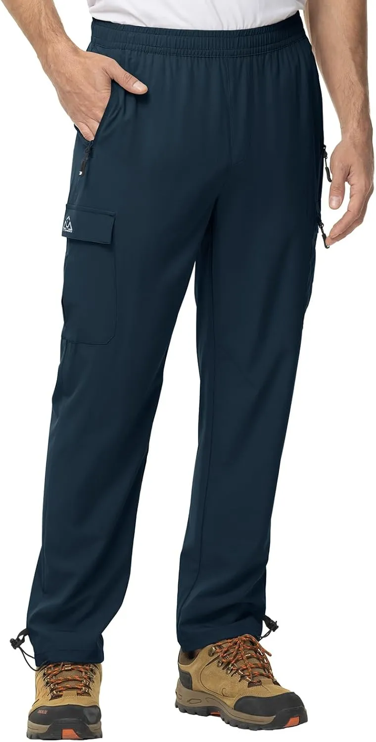 TBMPOY Men's Lightweight Hiking Travel Pants Cargo Pockets Quick Dry Stretch Water Resistant Fishing Outdoor Work
