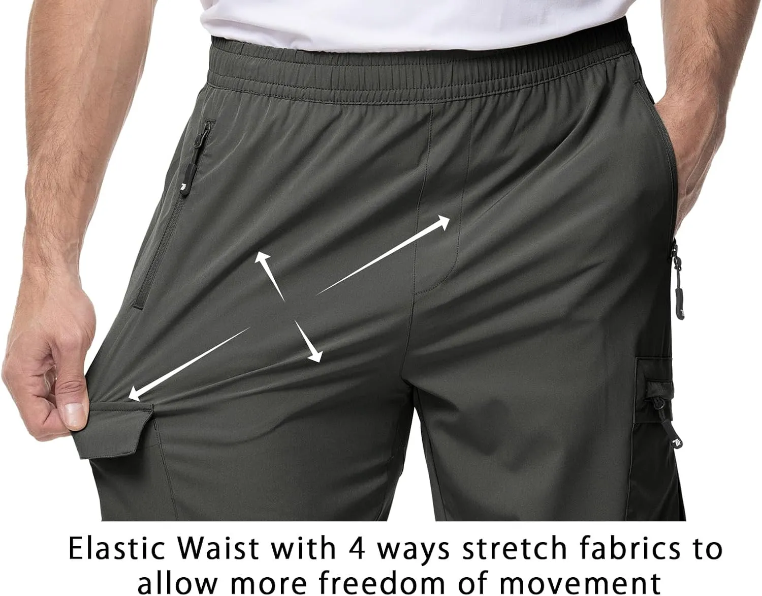 TBMPOY Men's Lightweight Hiking Travel Pants Cargo Pockets Quick Dry Stretch Water Resistant Fishing Outdoor Work