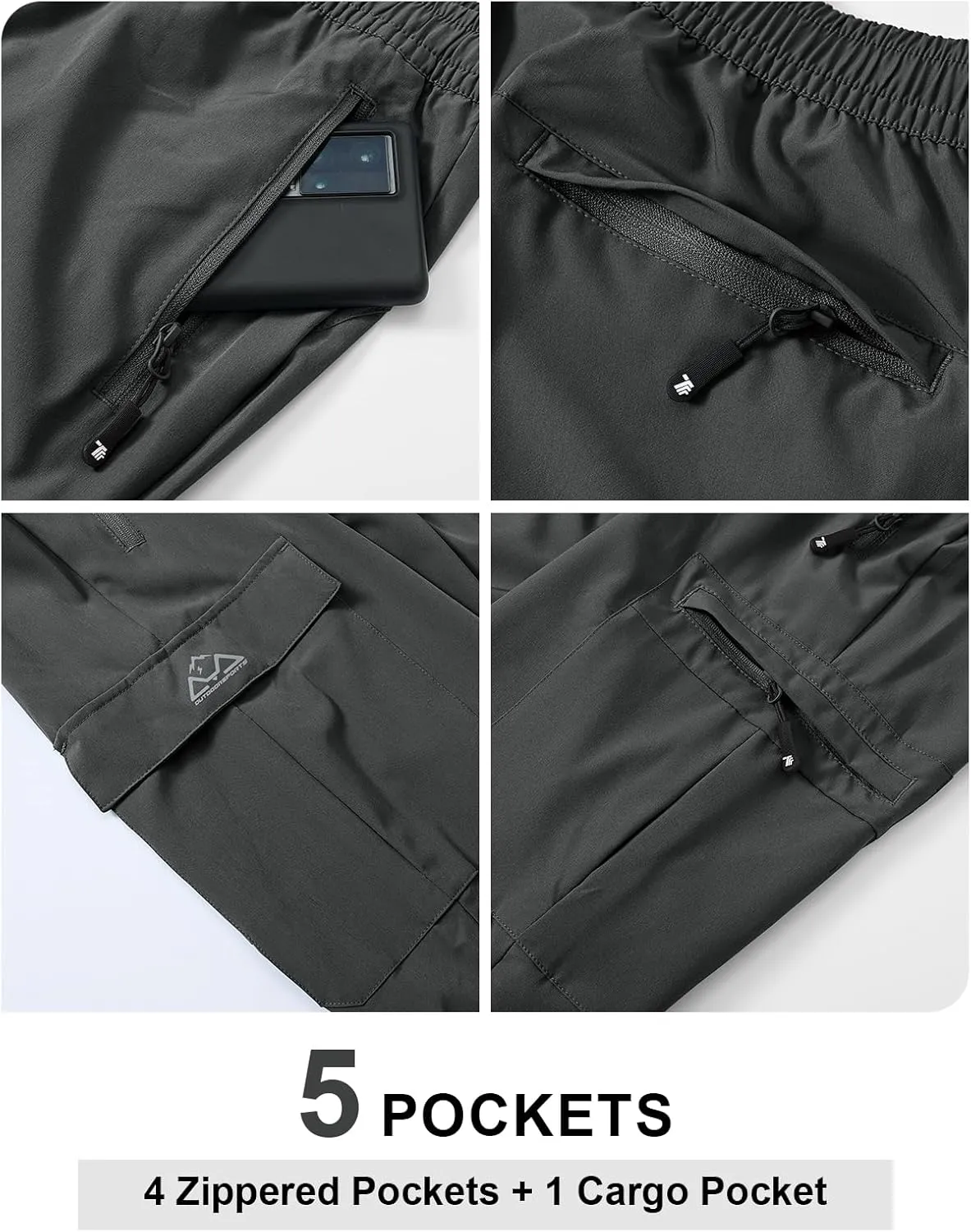 TBMPOY Men's Lightweight Hiking Travel Pants Cargo Pockets Quick Dry Stretch Water Resistant Fishing Outdoor Work