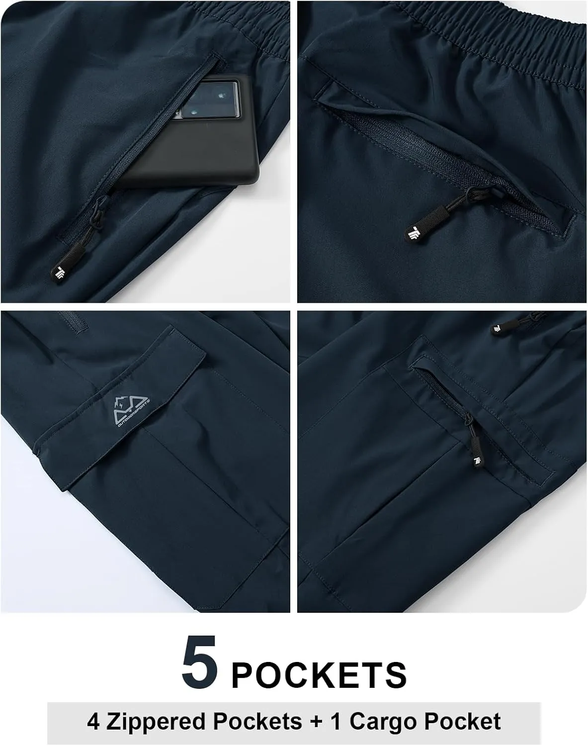 TBMPOY Men's Lightweight Hiking Travel Pants Cargo Pockets Quick Dry Stretch Water Resistant Fishing Outdoor Work
