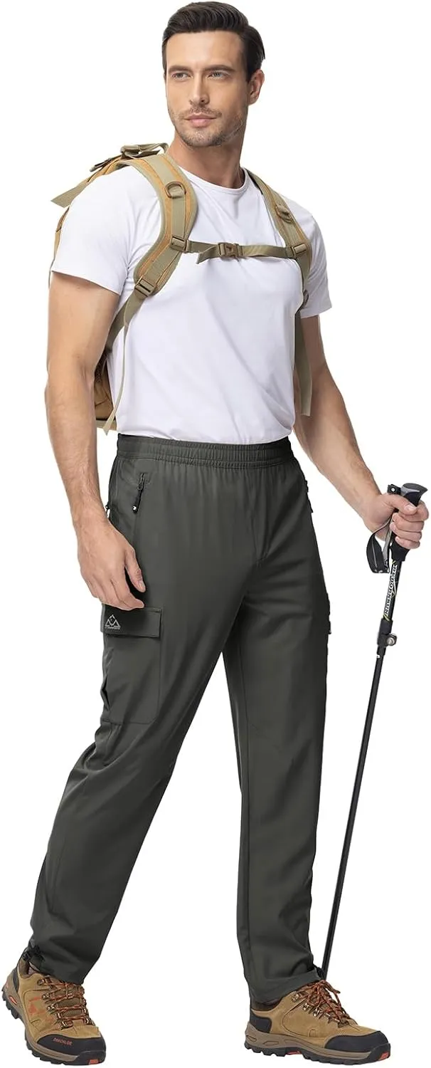 TBMPOY Men's Lightweight Hiking Travel Pants Cargo Pockets Quick Dry Stretch Water Resistant Fishing Outdoor Work