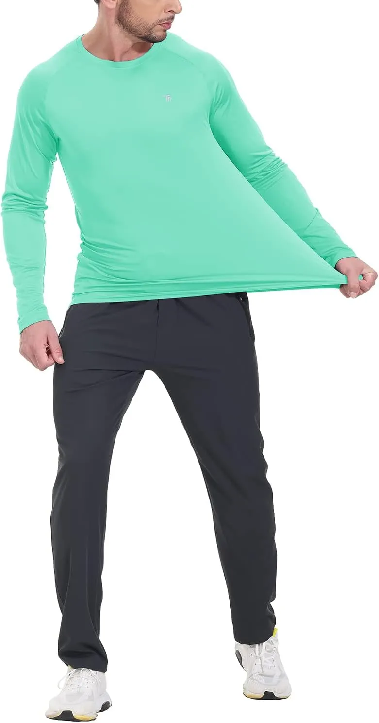 TBMPOY Mens Sun Protection Hiking Shirts Long Sleeve Water UPF 50  SPF UV Shirts Lightweight Fishing Hiking Swimming