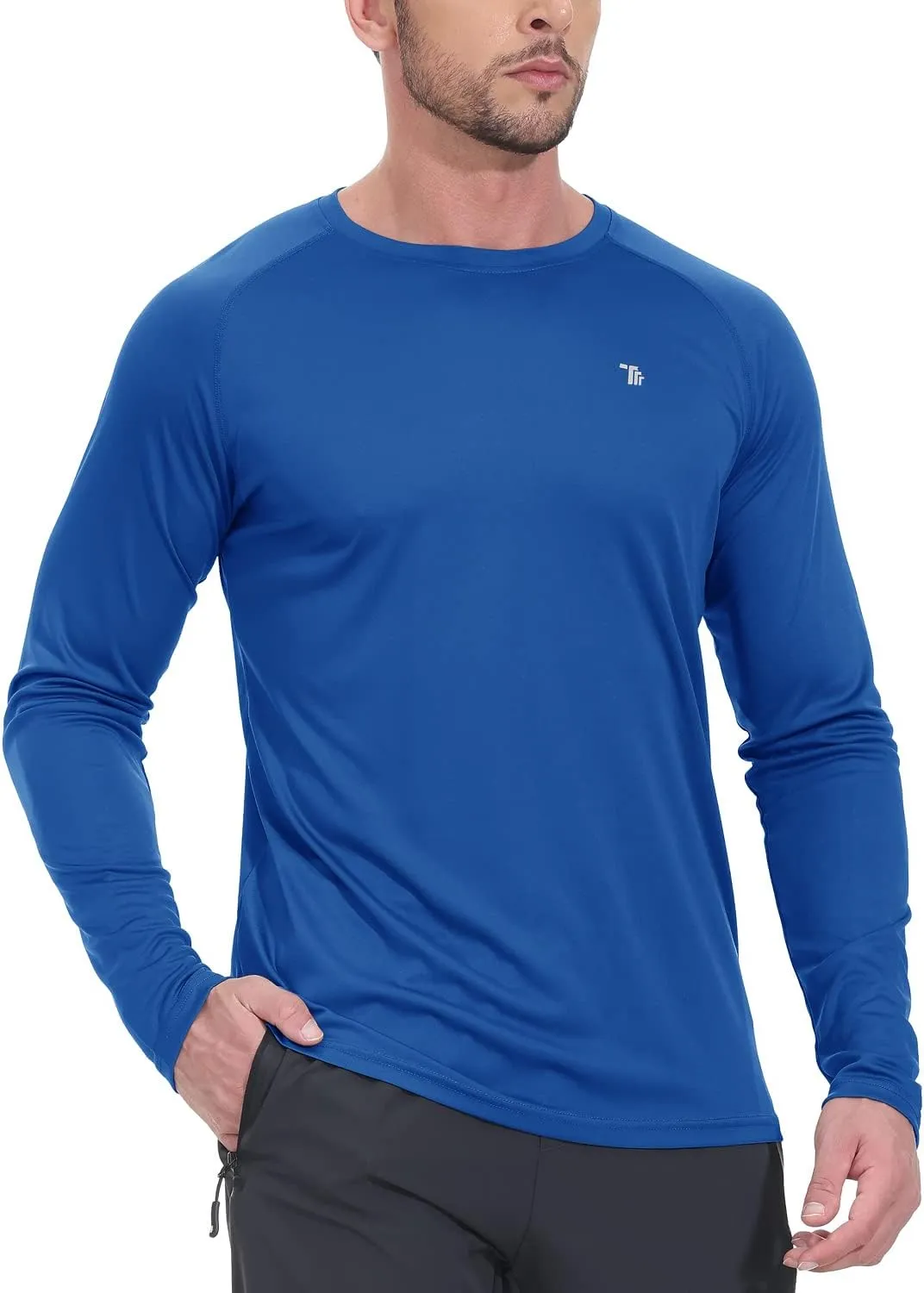 TBMPOY Mens Sun Protection Hiking Shirts Long Sleeve Water UPF 50  SPF UV Shirts Lightweight Fishing Hiking Swimming