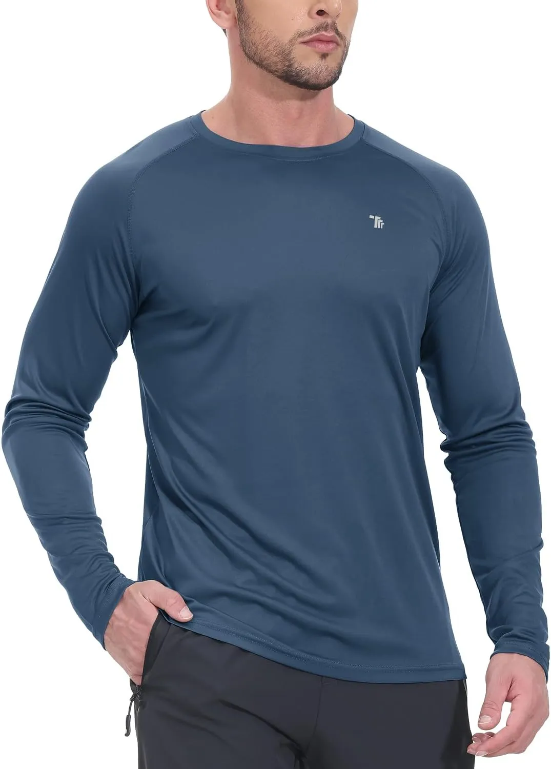 TBMPOY Mens Sun Protection Hiking Shirts Long Sleeve Water UPF 50  SPF UV Shirts Lightweight Fishing Hiking Swimming