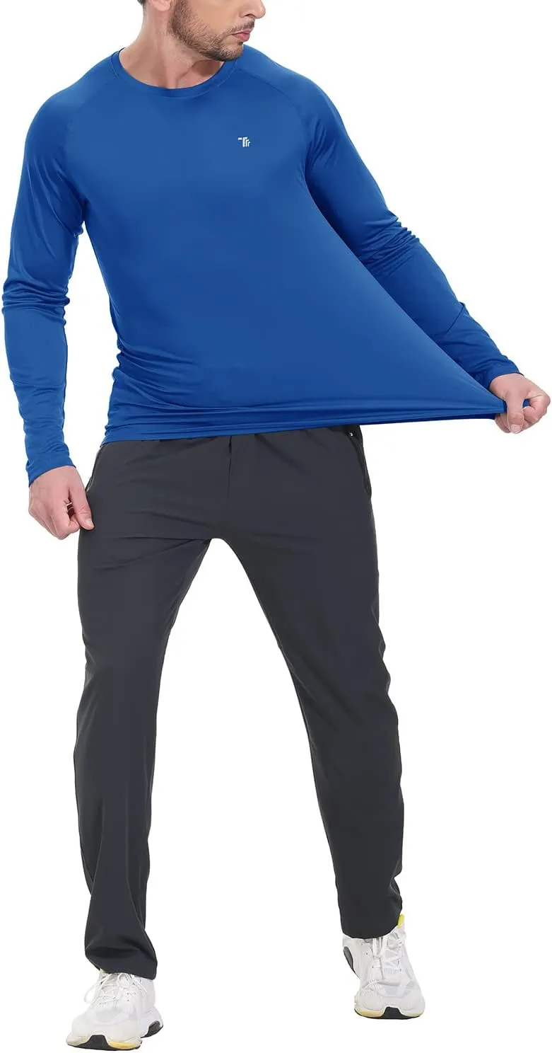 TBMPOY Mens Sun Protection Hiking Shirts Long Sleeve Water UPF 50  SPF UV Shirts Lightweight Fishing Hiking Swimming