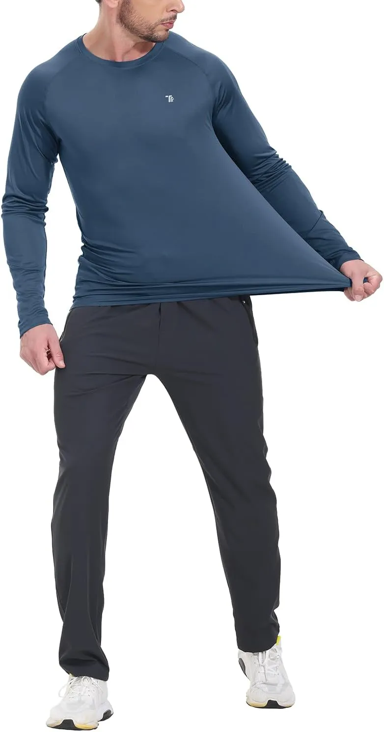 TBMPOY Mens Sun Protection Hiking Shirts Long Sleeve Water UPF 50  SPF UV Shirts Lightweight Fishing Hiking Swimming