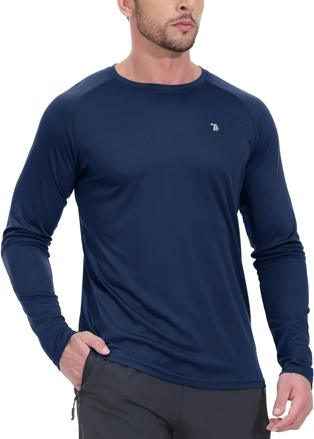 TBMPOY Mens Sun Protection Hiking Shirts Long Sleeve Water UPF 50  SPF UV Shirts Lightweight Fishing Hiking Swimming
