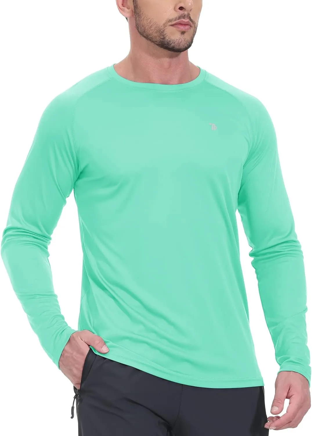 TBMPOY Mens Sun Protection Hiking Shirts Long Sleeve Water UPF 50  SPF UV Shirts Lightweight Fishing Hiking Swimming