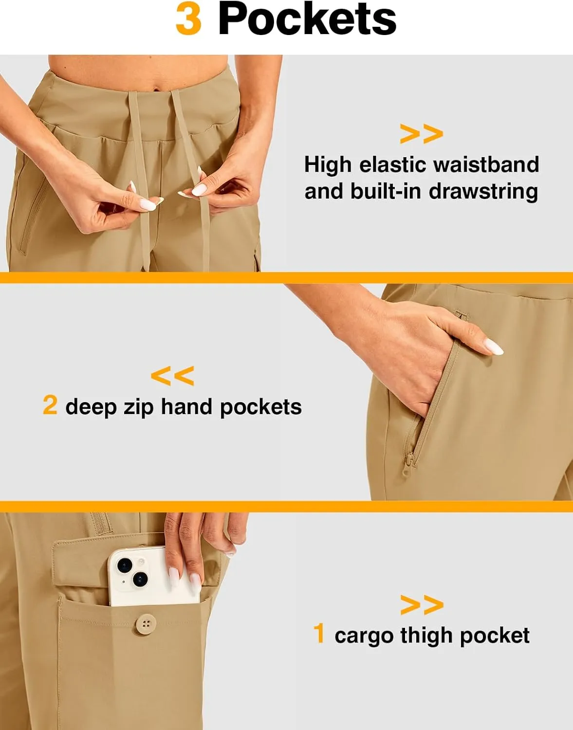 TBMPOY Womens 15" Long Hiking Shorts Below Knee Length Cargo Capri Bermuda Water Resistant Lightweight Stretch 3 Pockets