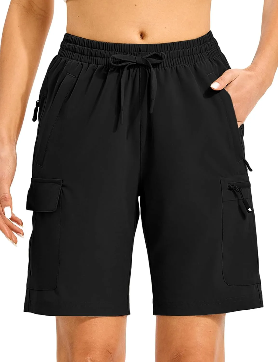 TBMPOY Women's Hiking Cargo Shorts 8.5" Lightweight Quick-Dry Water Resistant Athletic Shorts with Zipper Pockets