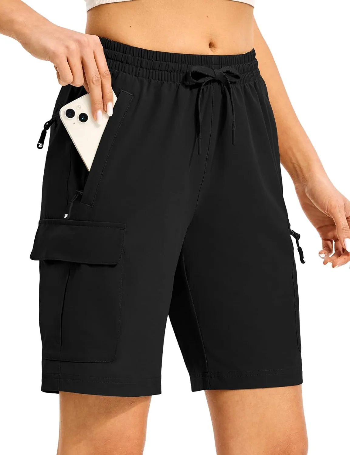 TBMPOY Women's Hiking Cargo Shorts 8.5" Lightweight Quick-Dry Water Resistant Athletic Shorts with Zipper Pockets