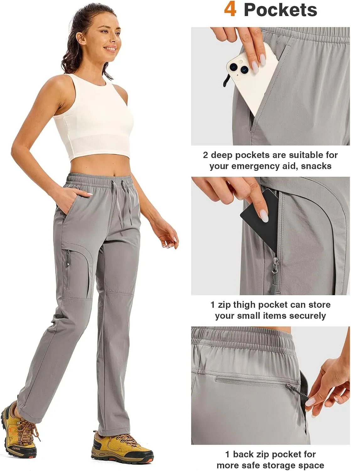 TBMPOY Women's Hiking Pants Water Resistant Lightweight Quick Dry Cargo Travel Fishing Work Camping