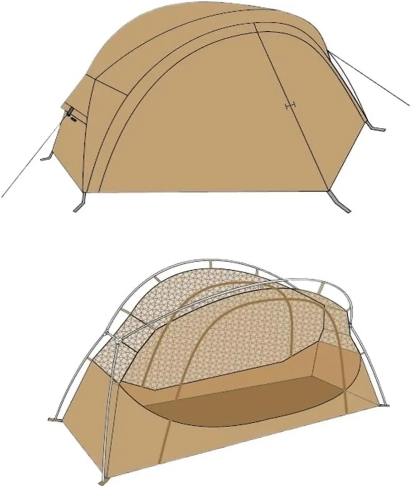 Tent 1Person Double Layers Outdoor Camping Bed Tent Lightweight Convenient Net Mosquito Portable Aluminum Alloy Pole Lightweight (Color : Khaki)