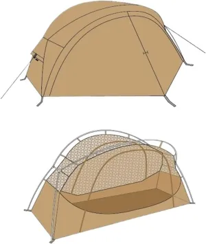 Tent 1Person Double Layers Outdoor Camping Bed Tent Lightweight Convenient Net Mosquito Portable Aluminum Alloy Pole Lightweight (Color : Khaki)