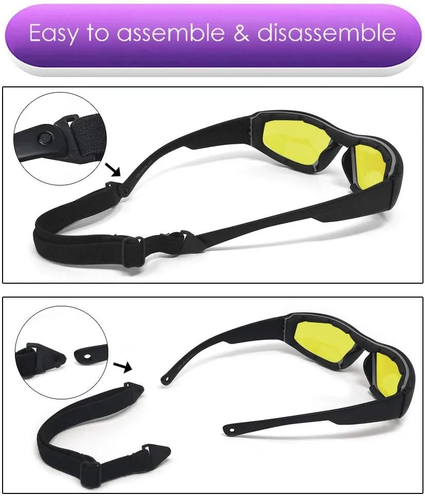 TERAISE Motorcycle Riding Glasses Safety Ski Goggles Adjustable Sunglasses