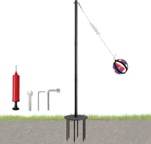 Tetherball Set with Heavy-Duty Adjustable Pole (Up to 8ft), Soft-Touch Ball & 5-Prong Base - Professional Outdoor Game for Backyard, Lawn, Beach - Includes Ball, Rope, Pole & Base for Kids