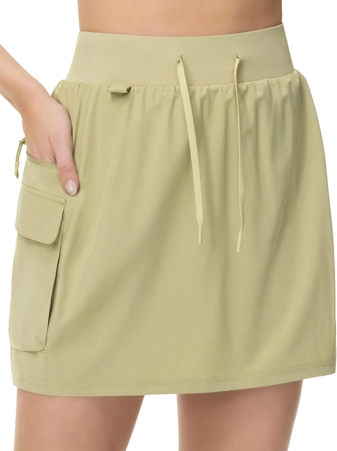 THE GYM PEOPLE Women's Quick Dry Hiking Cargo Skorts Lightweight Drawstring Athletic Golf Skirts Built-in Shorts with Pockets