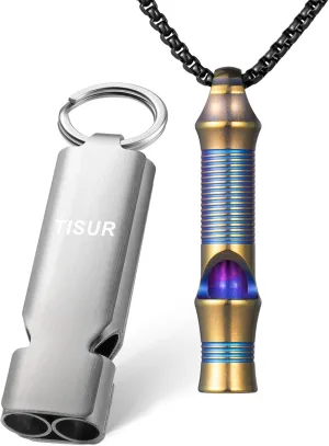 TISUR Loud Emergency Whistle Keychain Titanium Emergency Whistle EDC