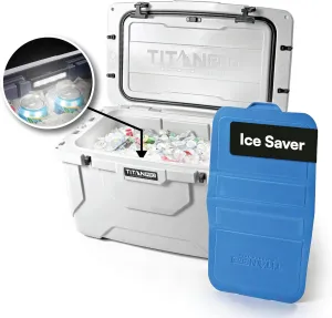 Titan PRO High Performance Ice Chest - 55 Quart Capacity - Hard Cooler with Interior LED Light, Dry Bin, Ice Saver Performance Booster and Microban Protection - Arctic White